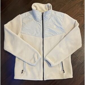 The North Face Fleece Jacket Womens Medium Cream Denali Full Zip Mock Neck